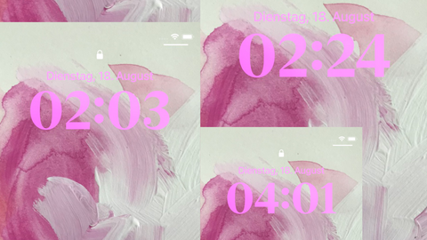 Collage eines Handyscreens mit verschiedenen Uhrzeiten